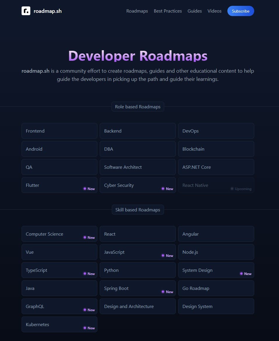 Develop Roadmap website
